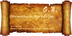 Ohrenstein Marléne névjegykártya